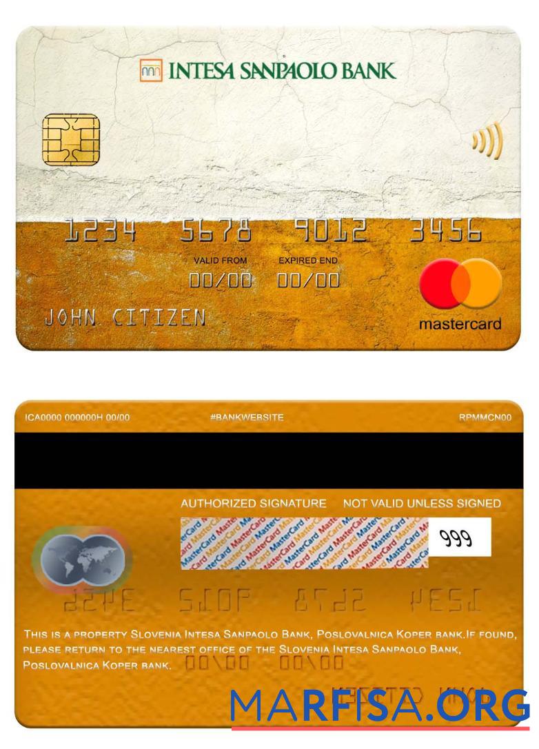 Downloadable Slovenia Intesa Sanpaolo Bank, Poslovalnica Koper bank mastercard sample
